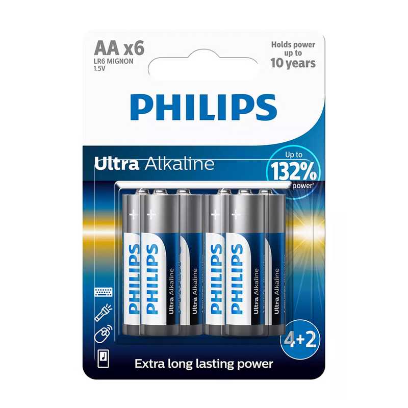 Philips Ultra Αλκαλικές AA Μπαταρίες 1.5V, 6τμχ