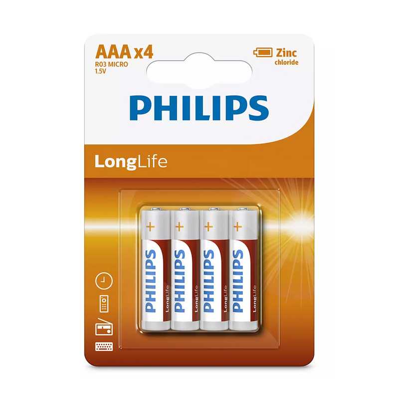 Philips LongLife Zinc AAA Μπαταρίες 1.5V, 4τμχ