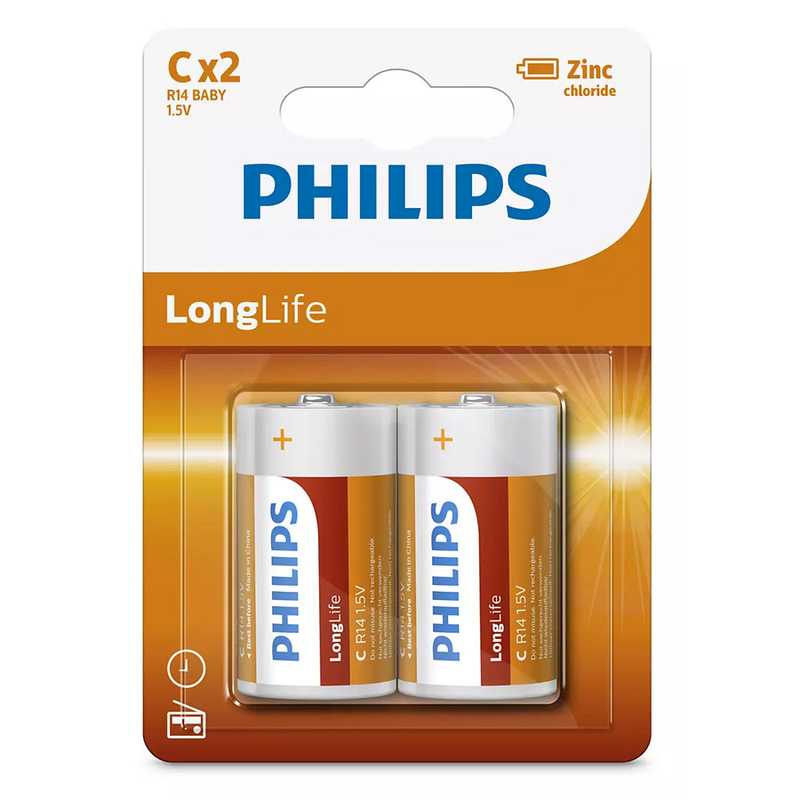 Philips LongLife Zinc C Μπαταρίες 1.5V, 2τμχ