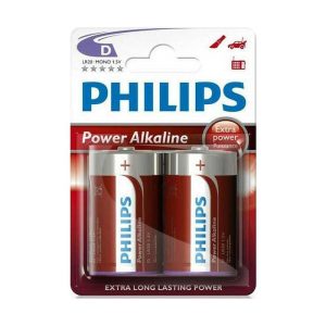 Philips Power Αλκαλικές Μπαταρίες D 1.5V, 2τμχ